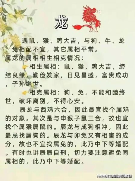生肖龙和哪些属相相生（生肖龙最配哪几个属相）