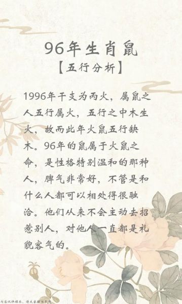 96年属相是属什么生肖