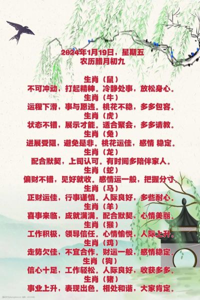 腊月十九属什么生肖属相