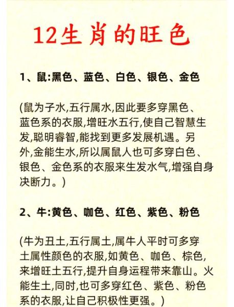 属相颜色忌讳什么生肖