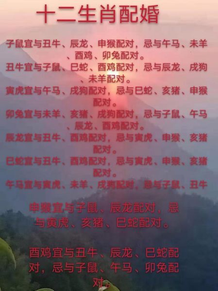 家庭属相生肖配对图（最准的家庭属相配对表大全）