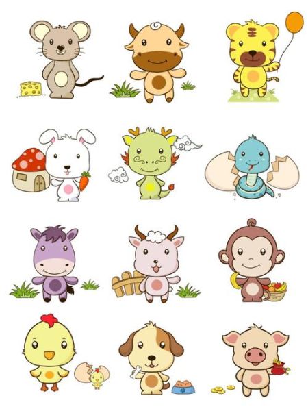 12属相生肖图案（12属相生肖图案怎么画最简单）