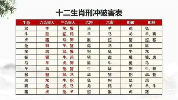 生肖六合属相（生肖六合属相表速查）